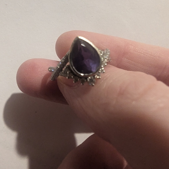 Unique Handmade Alexandrite(color changing) White Gold ring set w/ Pavé Diamonds - Picture 8 of 16